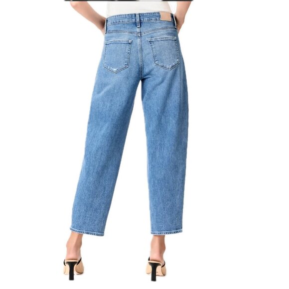 PAIGE Alexis HiRise Barrel Leg Jean Ankle Button-Fly Soft Vintge Denim Sz 29 NWT - Picture 3 of 9